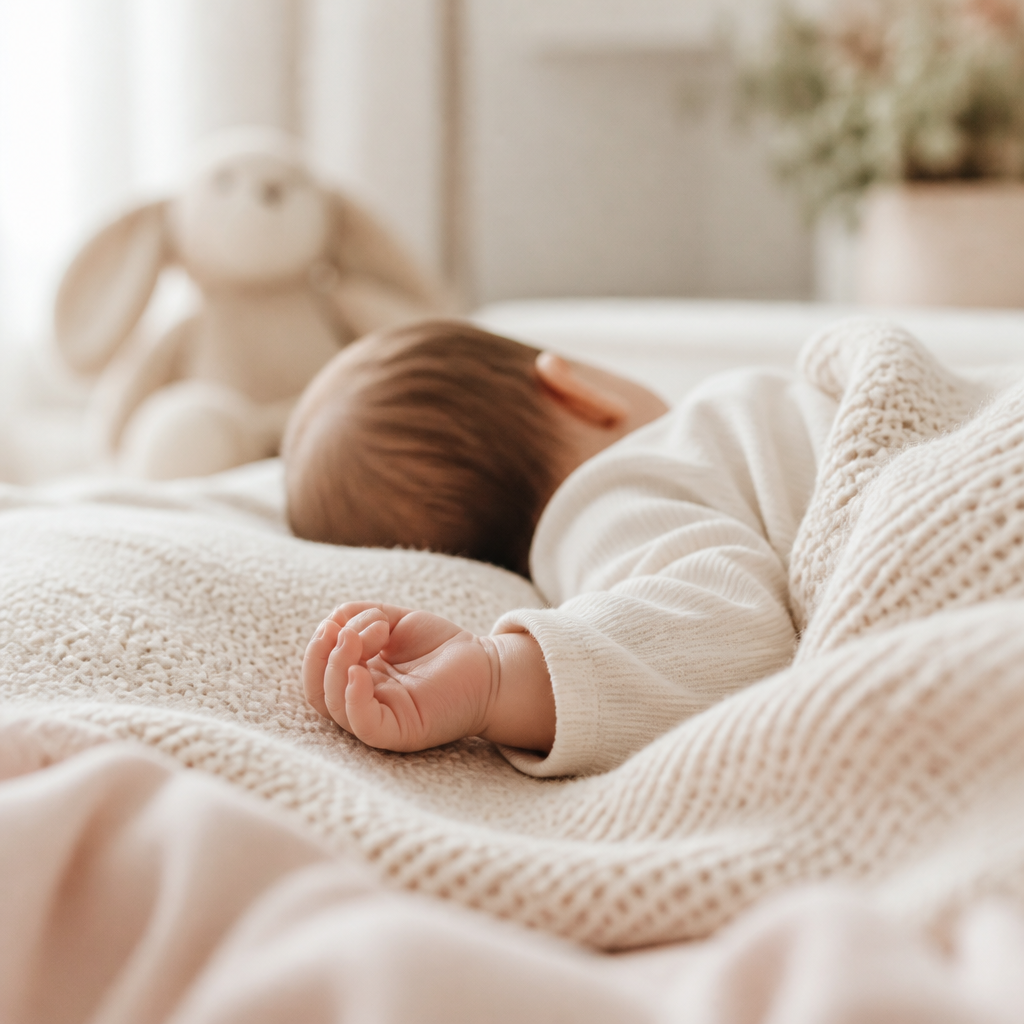Mama füttert ihr Baby mit dem ersten Brei am Tisch